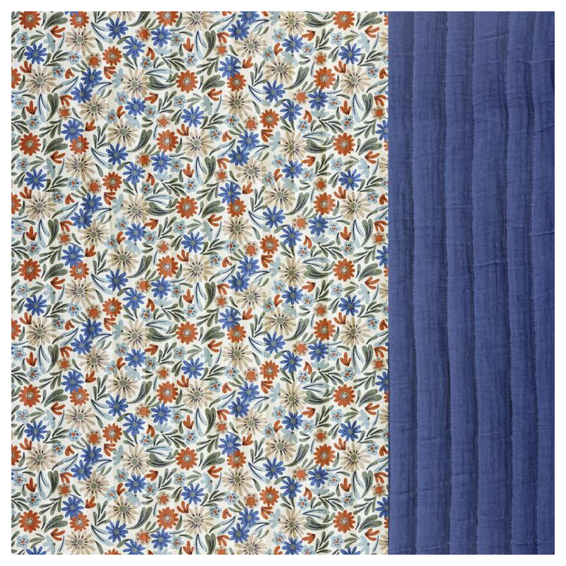 Printed Quilted Double Gauze SAMFLO / DGG UNIE White / Indigo